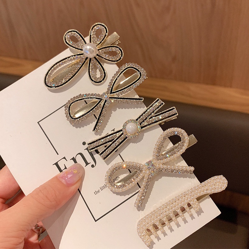 Kẹp Tóc Càng Cua Hàn Quốc Đính Đá Ngọc Trai Phụ Kiện Thời Trang Cho Nữ AB134
