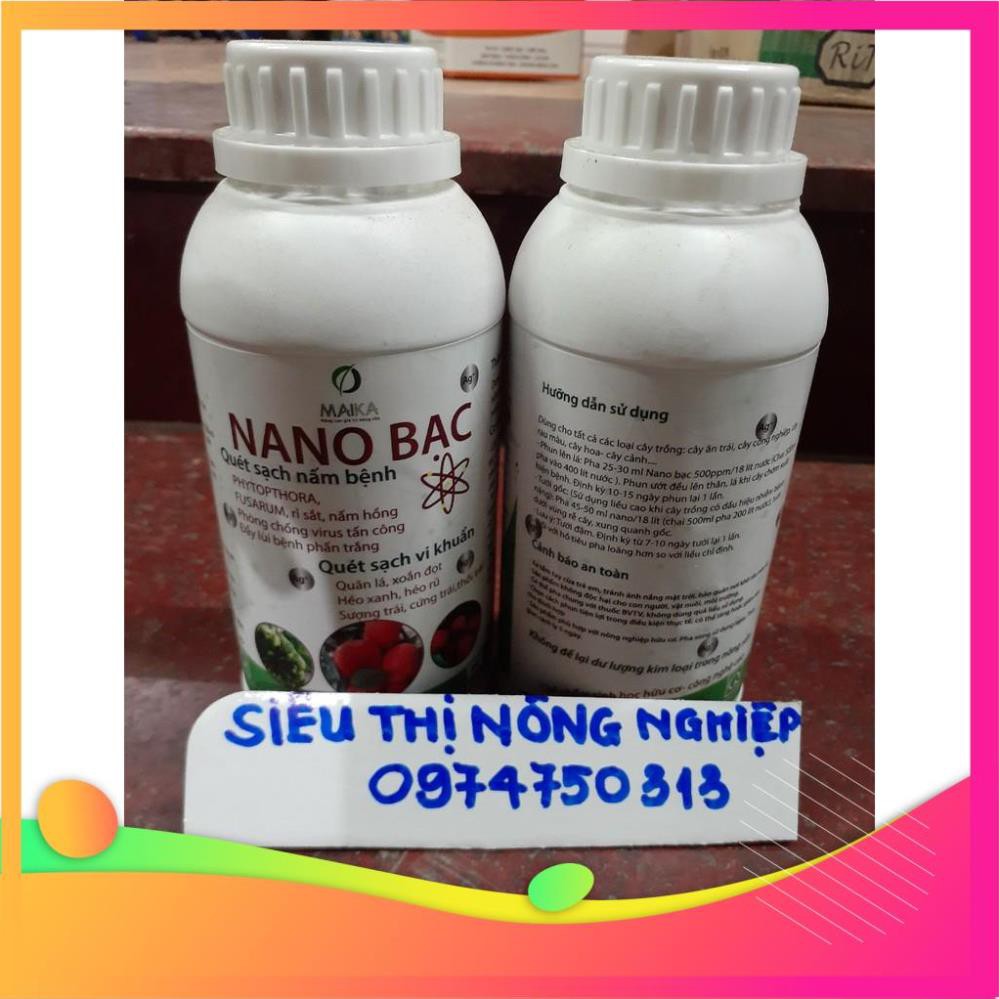 Nano bạc Chế phẩm phòng trừ nấm bệnh cây trồng chai 500mml