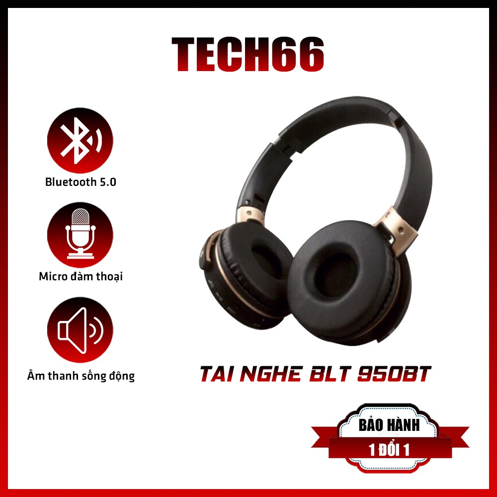 Tai Nghe Bluetooth 950BT, Tai Nghe Chụp Tai Âm Thanh Hay, Siêu Bass Không Dây, Có Khe Cắm Thẻ Nhớ Cổng 3.5, Chống Ồn Tốt