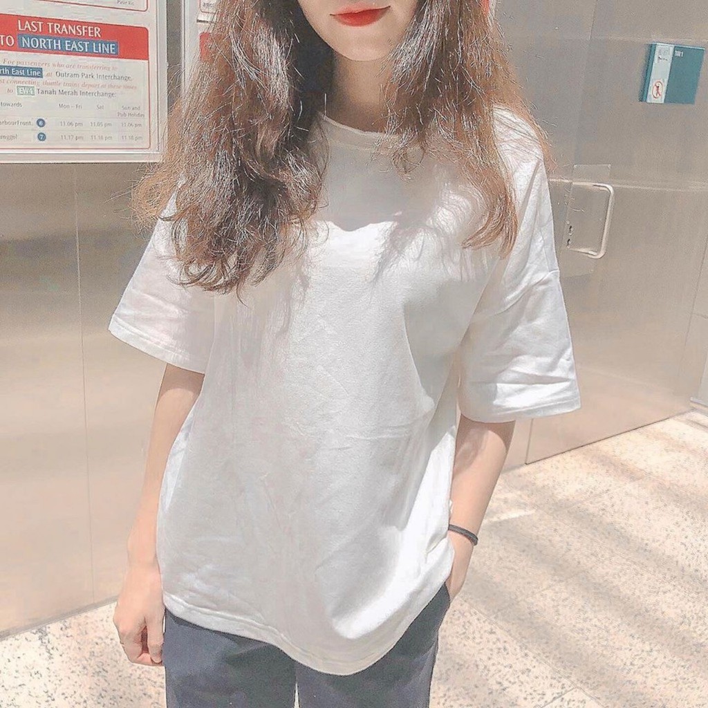 áo thun tay lỡ màu trắng FOME RỘNG có chọn size, chất thun xịn 0ffk5