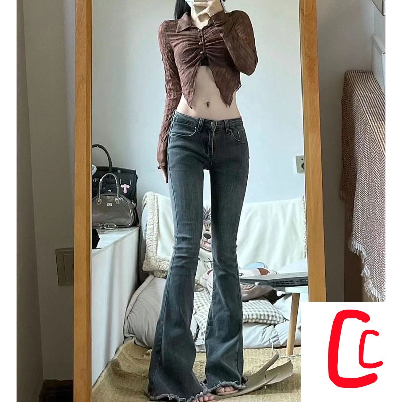 Quần Jeans Nữ Lưng Thấp Phong Cách Retro Mới