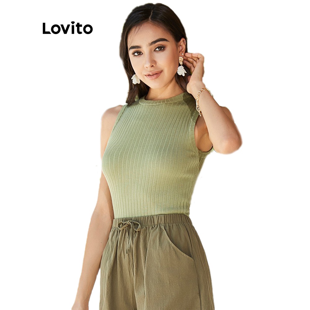  Áo không tay Lovito màu trơn đơn giản L02111 (xanh lá/đen) | BigBuy360 - bigbuy360.vn
