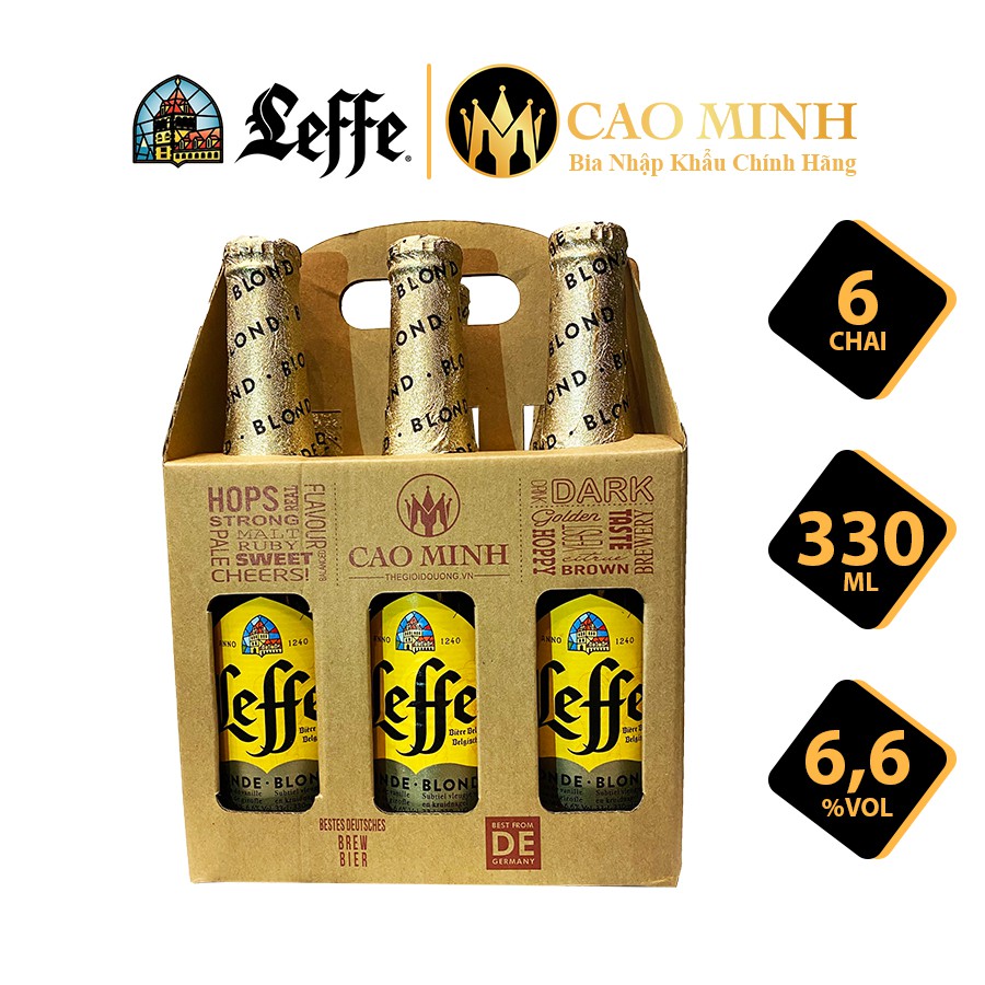 Bia Leffe Vàng ( Leffe Blonde ) 6,6% Lốc 6 Chai 330ml Nhập Khẩu Bỉ