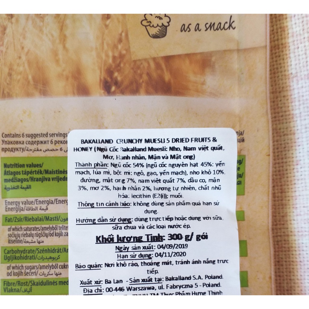 (5 loại) Ngũ cốc Bakalland Crunchy Muesli gói 300gr | BigBuy360 - bigbuy360.vn