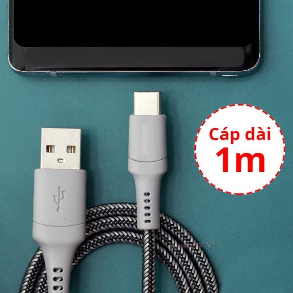Dây sạc type c, Cáp sạc type c thiết kế dây bện dù dài 1 mét và 3 mét cho điện thoại androi, samsung, oppo, xiaomi...