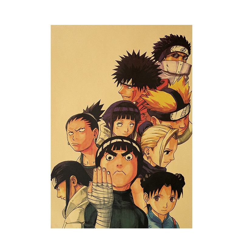 Tranh Giấy kraft Treo Tường Họa Tiết Hoạt Hình Naruto Kích Thước 50.5 * 35cm Phong Cách Vintage