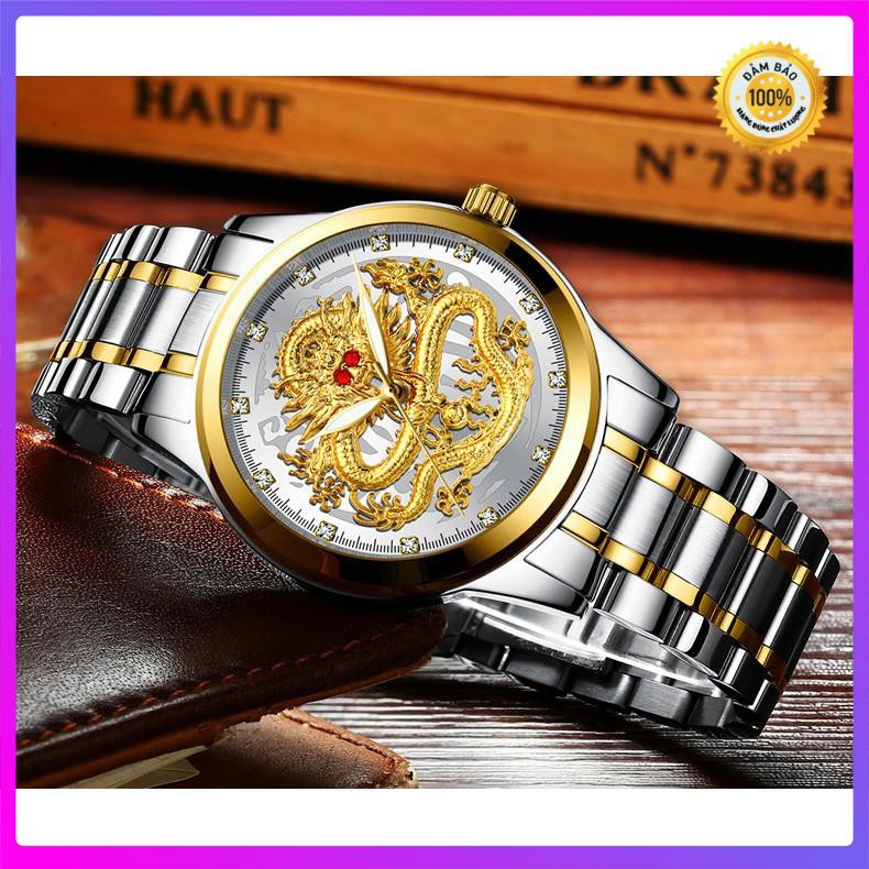 Đồng hồ nam mặt rồng 3D mắt đỏ [ AUTOMATIC ]