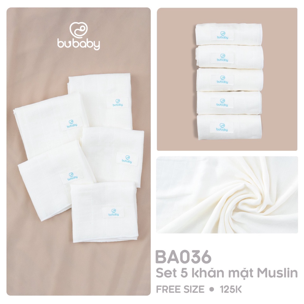 [CHÍNH HÃNG] Set 5 khăn sữa Muslin cao cấp trẻ em Bu