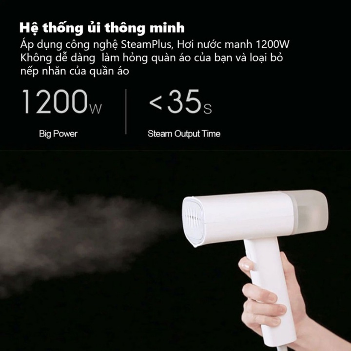 Bàn là hơi nước cầm tay Xiaomi GT-301 diệt khuẩn 99,9% , dùng cho nhiều loại vải, tạo hơi cực nhanh , BH 2 năm
