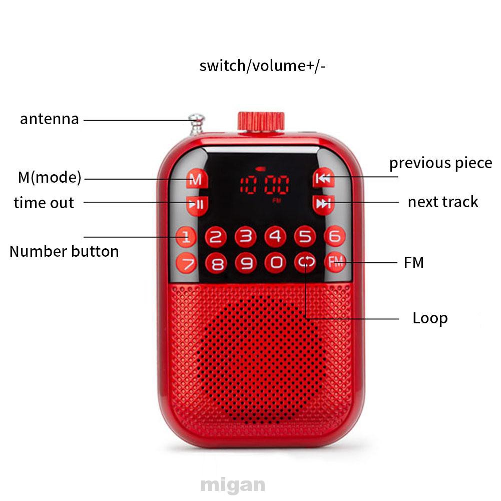 Plastic LCD Display Multifunctional Stereo Mini Portable Receiver Music Player USB Rechargeable Easy Operate FM Radio