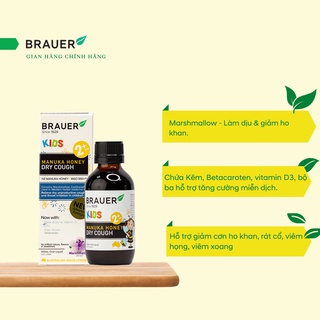 Brauer Dry Cough Giảm Ho Khan Dạng Lỏng cho trẻ 2 tuổi trở lên (100ml)