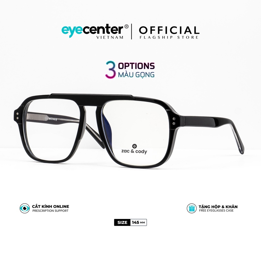 Gọng kính cận nam nữ SOL chính hãng ZAC &amp; CODY A36-S lõi thép chống gãy nhập khẩu by Eye Center Vietnam