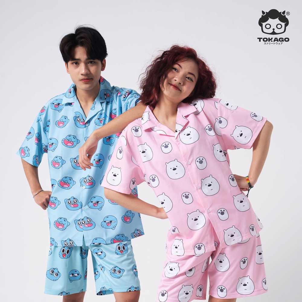 Quần đùi hoạt hình Tokago, quần short lửng ống ngắn mặc nhà nam nữ cotton freesize, nhiều màu