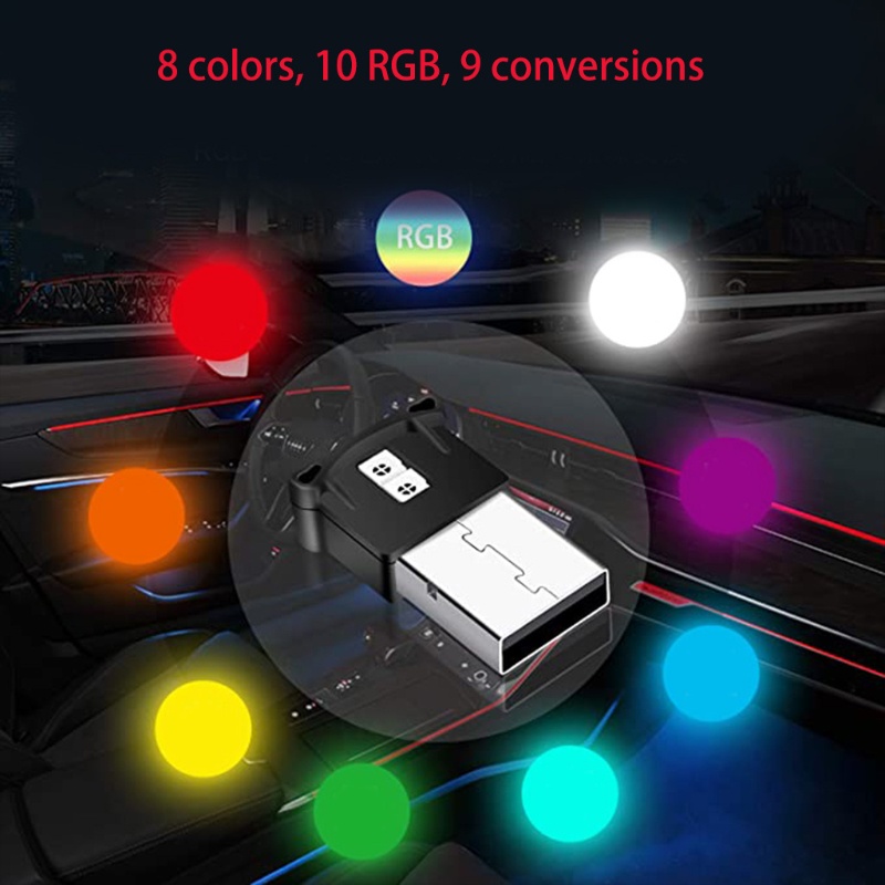 Đèn LED RGB USB Mini Thay Đổi 8 Màu Sắc Có Thể Điều Chỉnh Độ Sáng