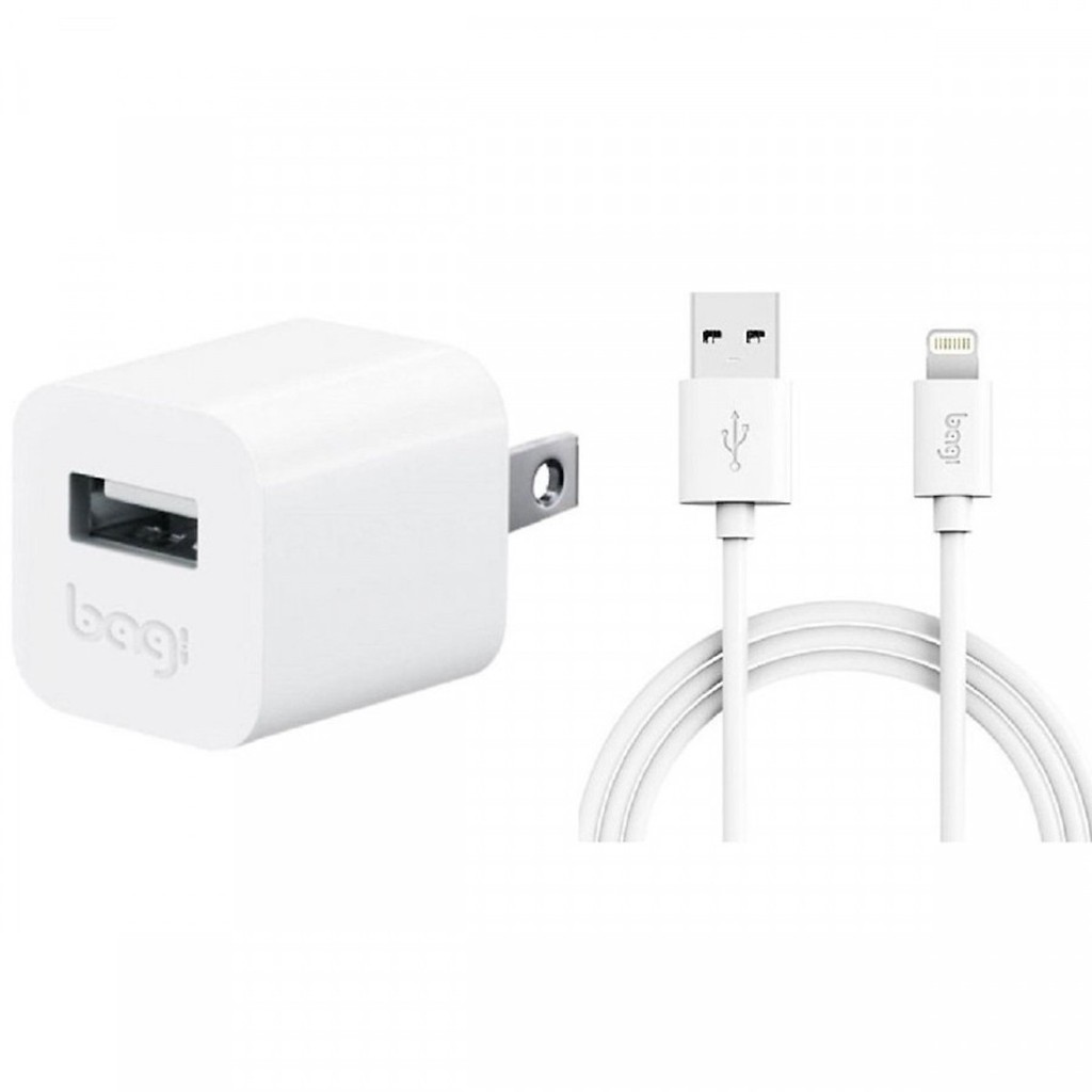 Combo Củ Sạc vuông + Cáp Sạc  iPhone - Lightning Bagi CB-I51 – bảo hành chính hãng 12 Tháng