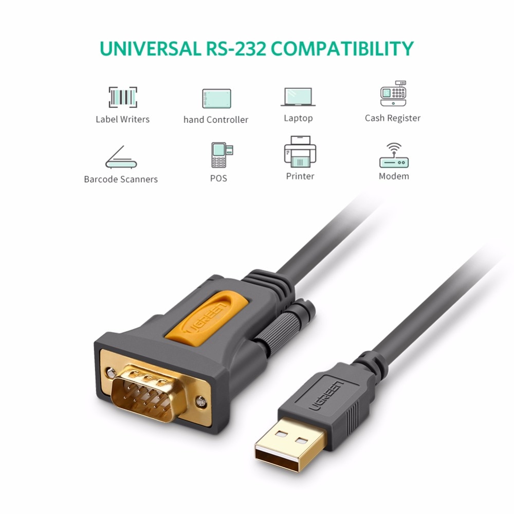 Ugreen Cáp Chuyển Đổi USB Sang RS232 COM Port Serial PDA 9 DB9 Pin Cho Windows 7 8.1 XP Vista Mac OS USB RS232 COM