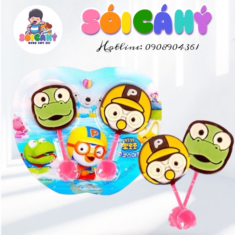 Sét 2 cây kẹo mút Pororo Hàn Quốc- cho bé Sói Cá Hý