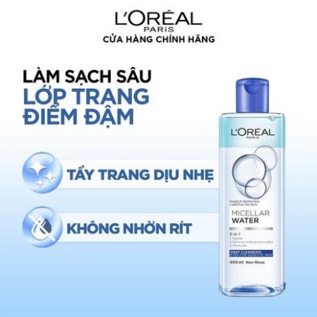[ TẶNG BÔNG TẨY TRANG 40 MIẾNG ] Bộ 2 nước tẩy trang đa năng 3-in-1 làm sạch sâu L'Oreal Paris (xanh dương đậm) | BigBuy360 - bigbuy360.vn