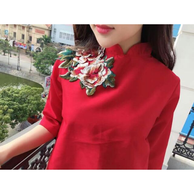 Áo dài gấm đắp hoa thêu nổi cực đẹp loại 1❤️ freeship cho đơn trên 250k❤️