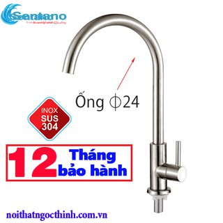 [VÒI Ổ BI TRỢ LỰC XOAY] Vòi rửa chén lạnh TRÒN STN501 inox 304 cao cấp ống phi 24 xoay 360