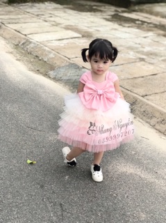 Váy công chúa cầu vòng Nhung Nguyễn Váy Đầm Công chúa Bé Gái Cao Cấp Tặng Kèm Cài