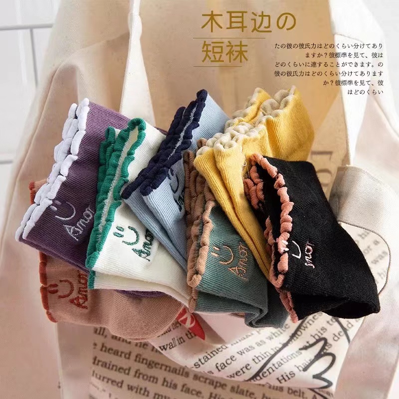 Tất thể thao cổ thấp phối ren phong cách Nhật Bản dễ thương thời trang cho nữ nữ