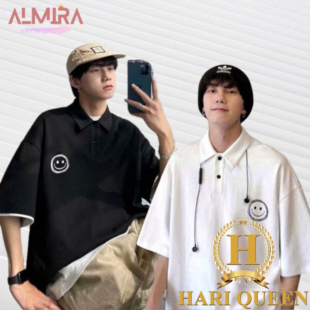 Áo Polo Mặt Cười Form Rộng Nam Nữ HARI