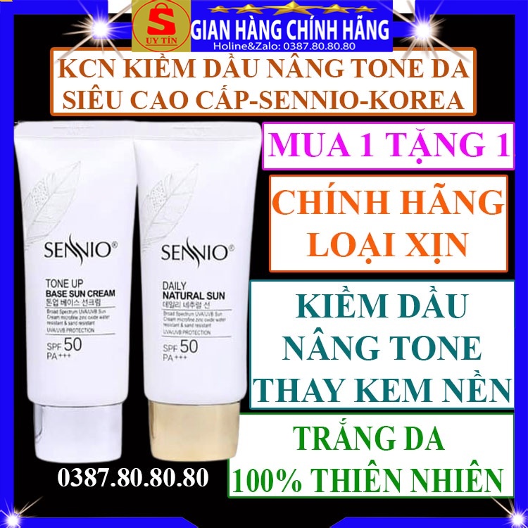 Kem chống nắng kiềm dầu nâng tone dành cho da dầu mụn nhờn khô nhạy cảm tốt chính hãng Sennio hàn quốc vật lý mặt body