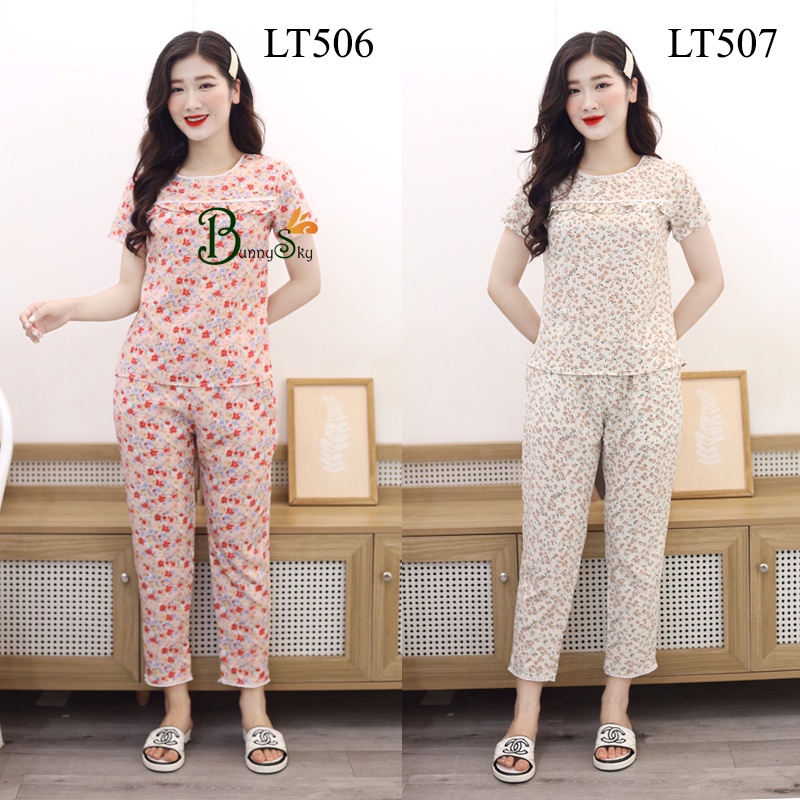 Đồ bộ mặc nhà, bộ quần áo nữ mẫu cộc tay hoa nhí siêu xinh