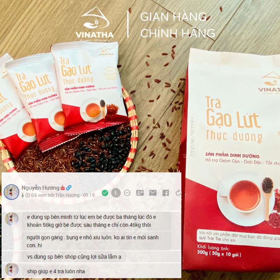 Combo 2 Trà Gạo Lứt Thực Dưỡng Vinatha 20 gói nhỏ (50 gram/gói)