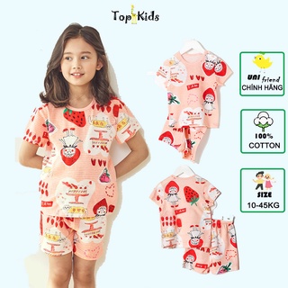 Bộ đồ COTTON giấy cao cấp, bé trai, bé gái Dâu tây- Unifriend Hàn Quốc -bộ cộc tay mùa hè, từ 10- 50kg, Topkid_vietnam