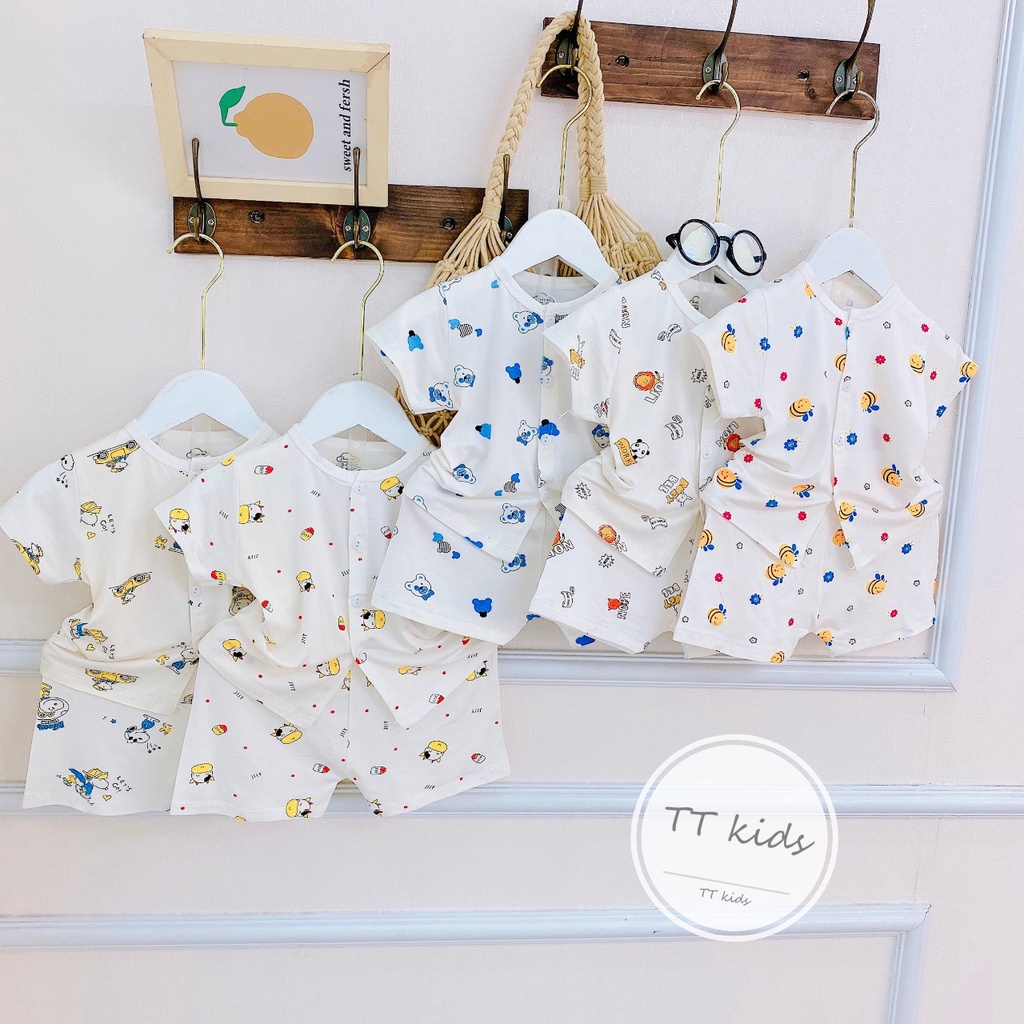 Bộ Cộc Tay Cài Cúc Thun Lạnh Petit Avaslew Cho Bé Sơ Sinh Mềm Mát - Quần Áo Cho Bé Trai Bé Gái Sơ Sinh 4-14KG