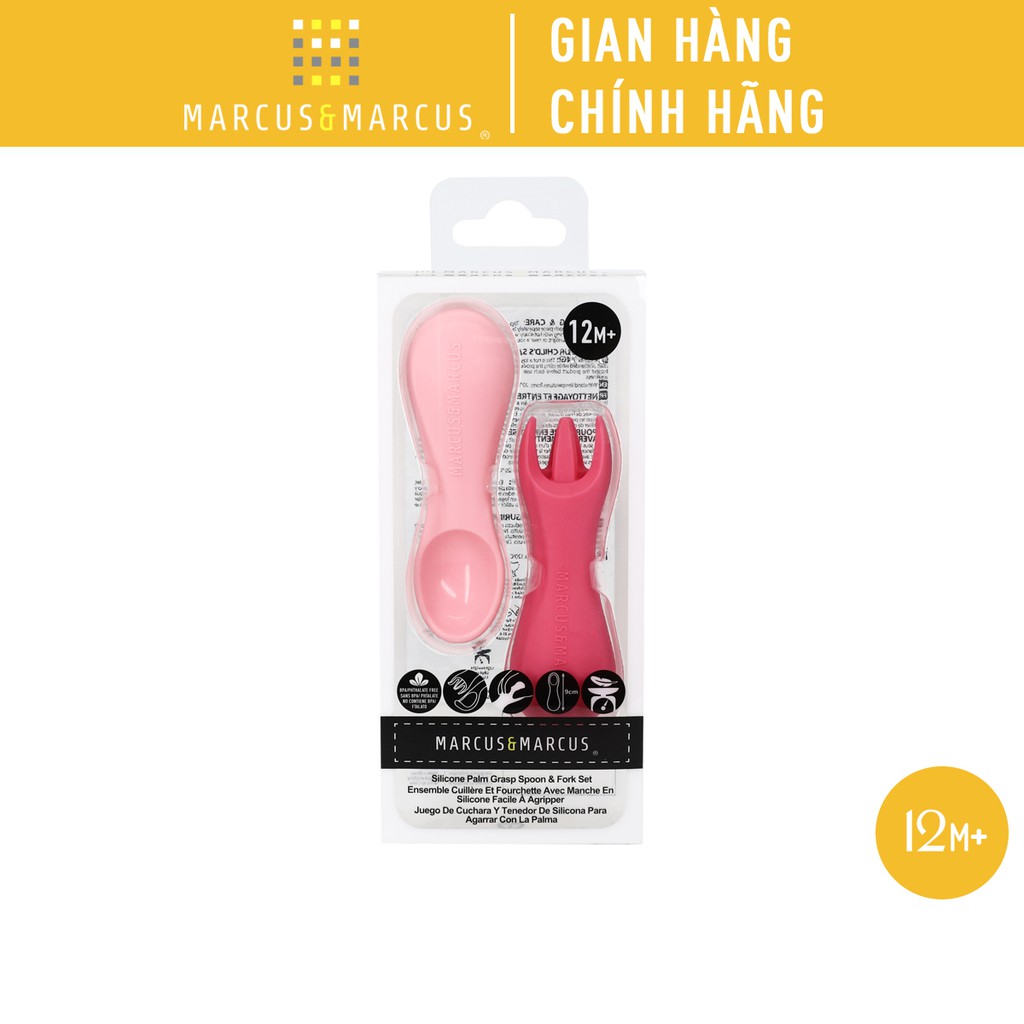 Bộ thìa nĩa tập ăn silicon cho bé Palm Grasp Marcus & Marcus, từ 12 tháng - Pokey