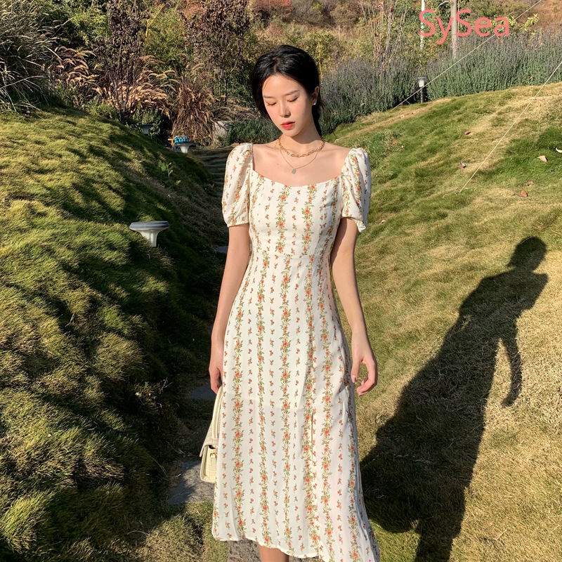 Đầm Hoa Phối Nơ Phong Cách Vintage Thời Trang Mùa Hè