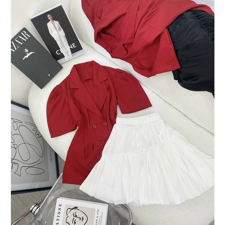 SET ÁO CỔ VEST TN + CHÂN VÁY XOÈ❤️🖤 | BigBuy360 - bigbuy360.vn