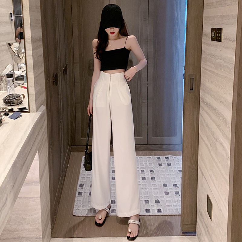 Quần Ống Rộng Cạp Liền Khóa Ulzzang,Quần tây, ống suông lên dáng và dấu khuyết điểm  QR05[Hình Thật]