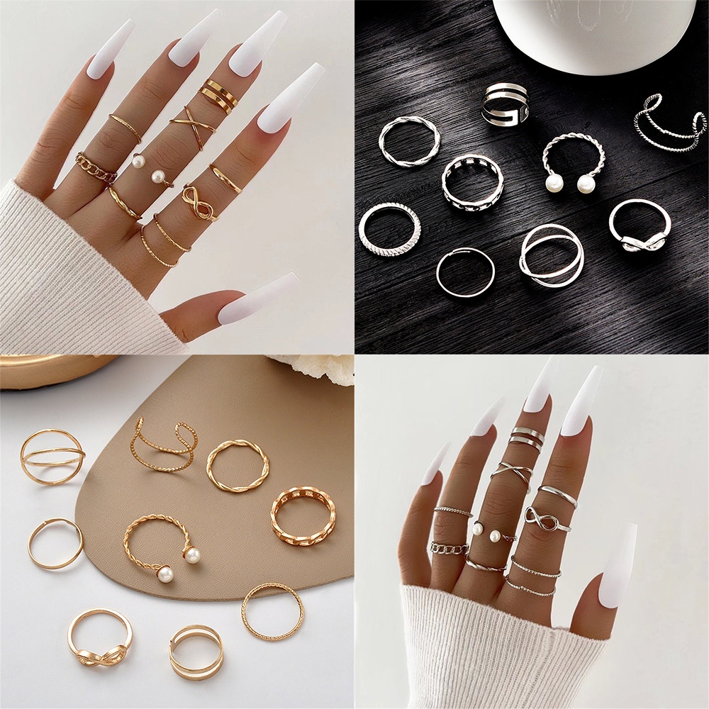 Set Nhẫn Đeo Khớp Ngón Tay Phong Cách Âu Mỹ Cho Nữ