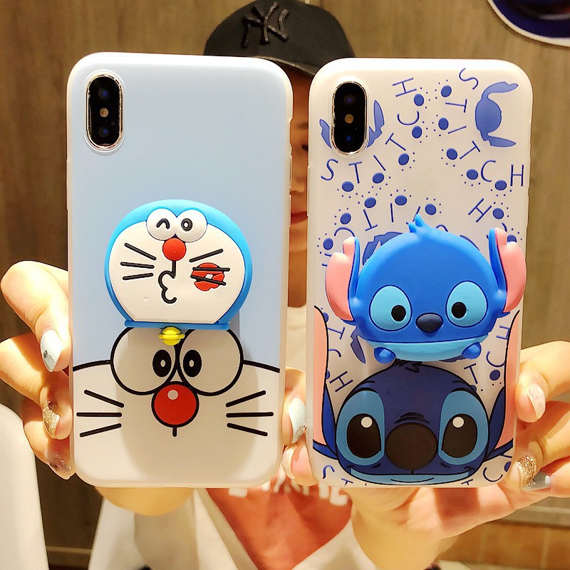 ốp lưng iphone stitch và doraemon ốp iphone từ 6 đến 11 pro max tặng kèm giá đỡ đa năng b87