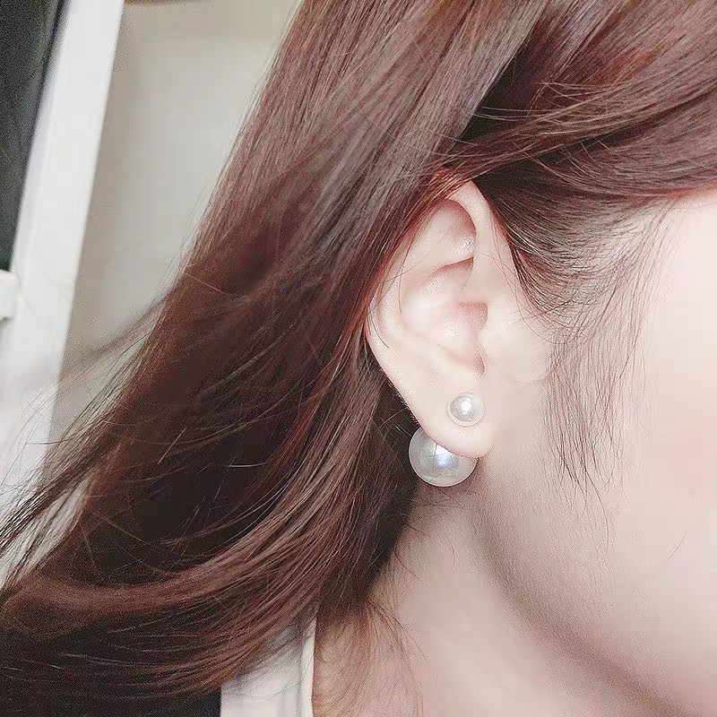 Bông tai bạc hạt trai đôi nhân tạo chị em DaLiA Jewelry khuyên tai hạt châu sang trọng