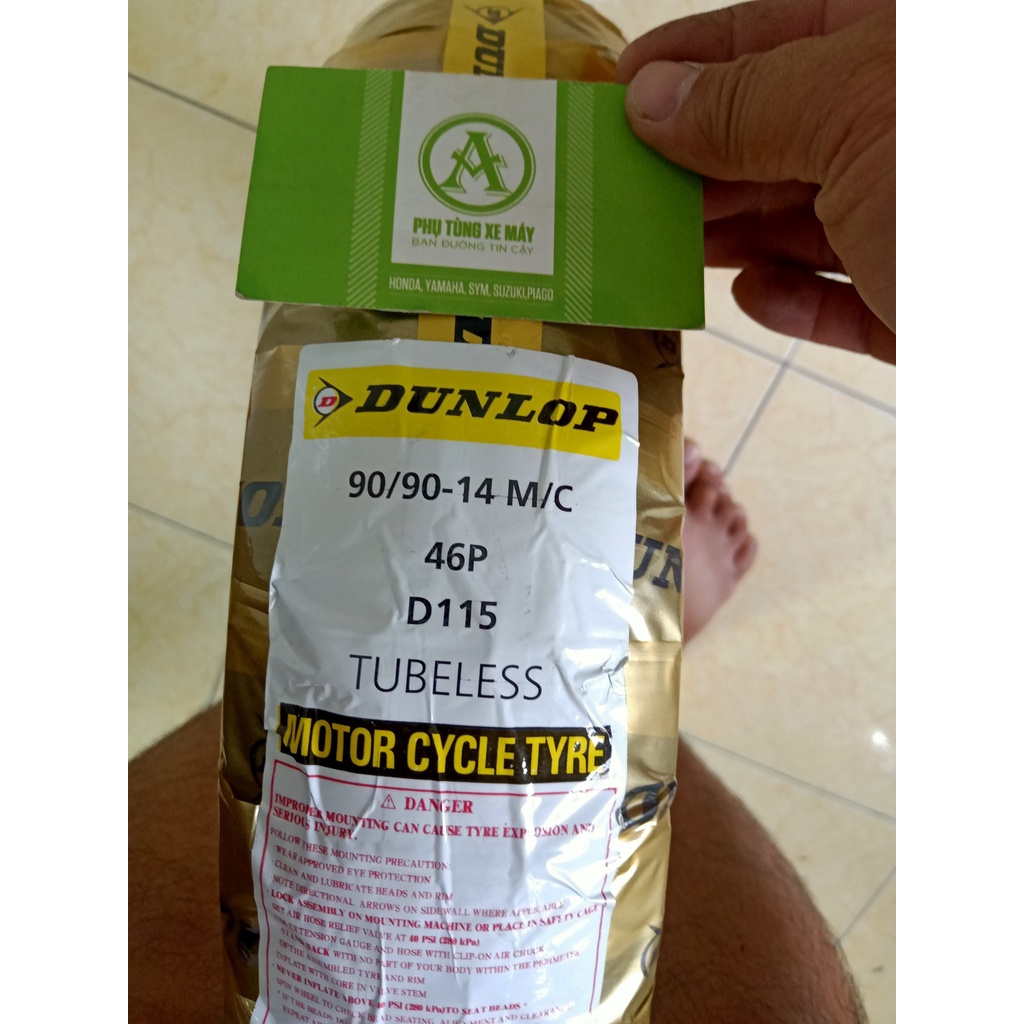 Vỏ xe Dunlop D115 90/90-14 Air Blade, Click Thái, Vario 150