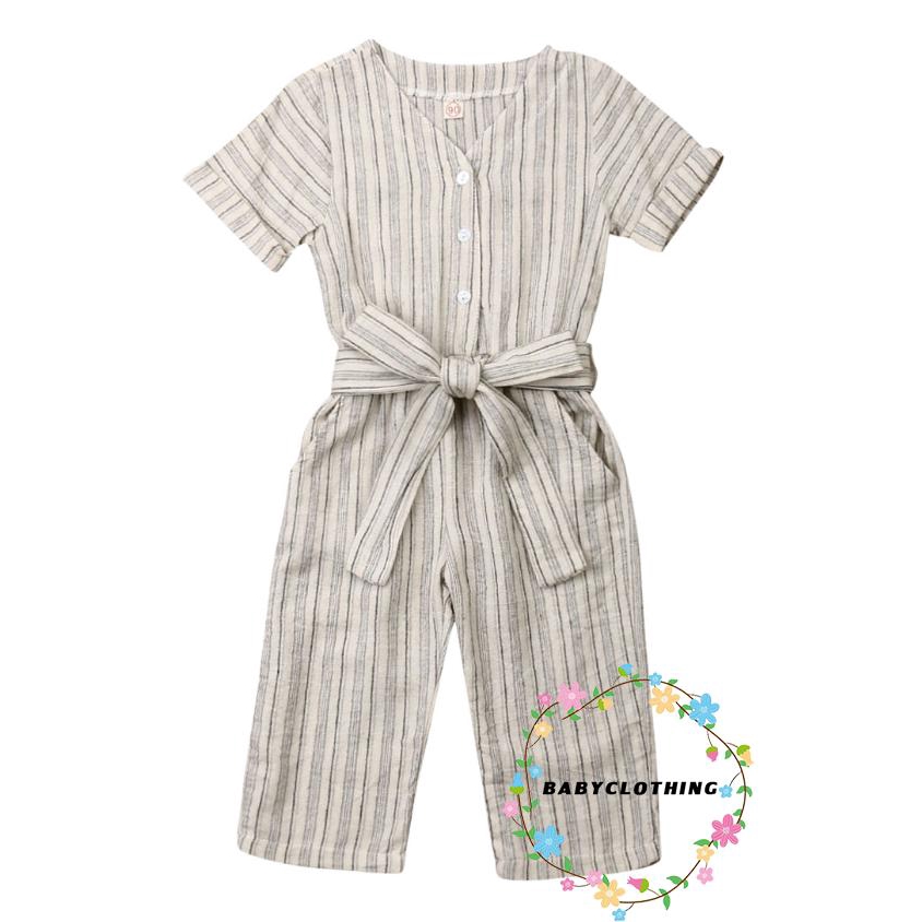 Jumpsuit ngắn tay họa tiết sọc ngang dễ thương dành cho các bé