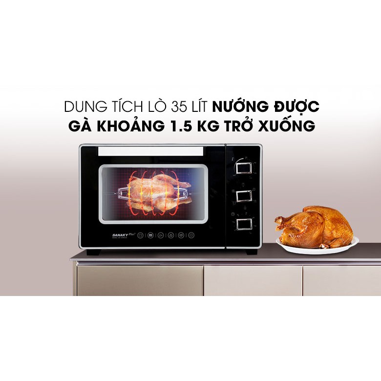 Lò nướng Sanaky VH3599S2D 35 lít-Công suất 1600 W, tùy chỉnh nhiệt 100 – 230 độ C nướng ngon