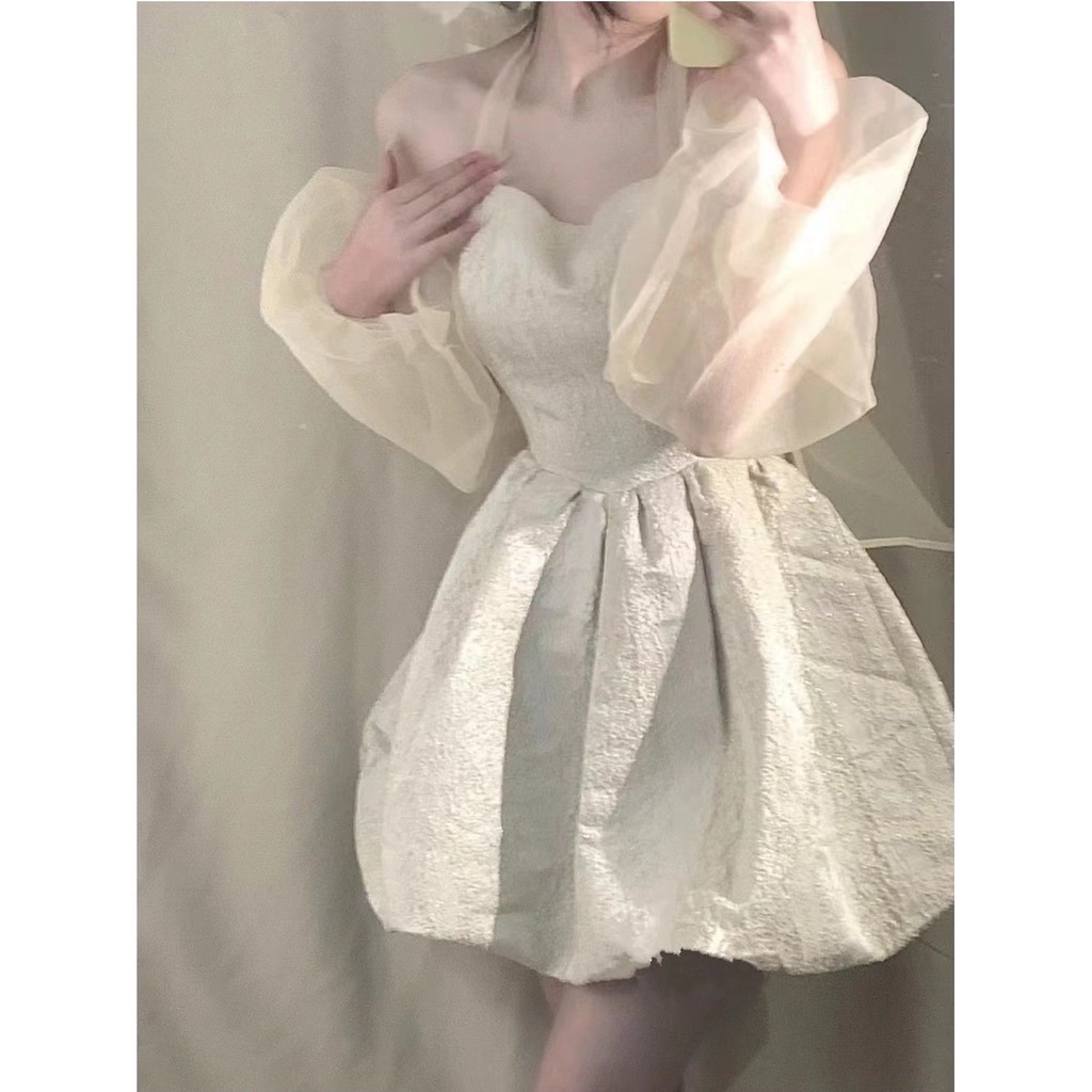 Đầm Công Chúa Cổ Yếm Thời Trang Mùa Hè Pháp Cho Nữ