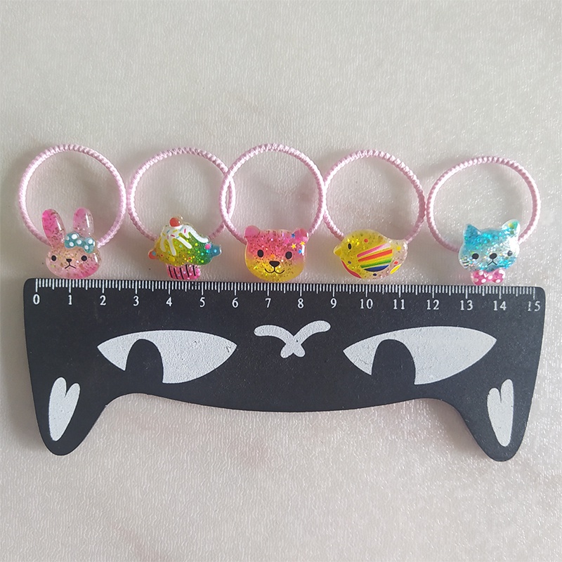 Set 2 Dây Cột Tóc Co Giãn Họa Tiết Hoạt Hình Dễ Thương Cho Bé Gái