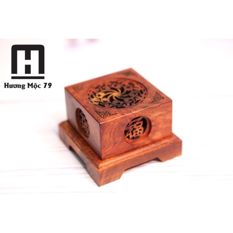 Hộp xông trầm gỗ nguyên khối