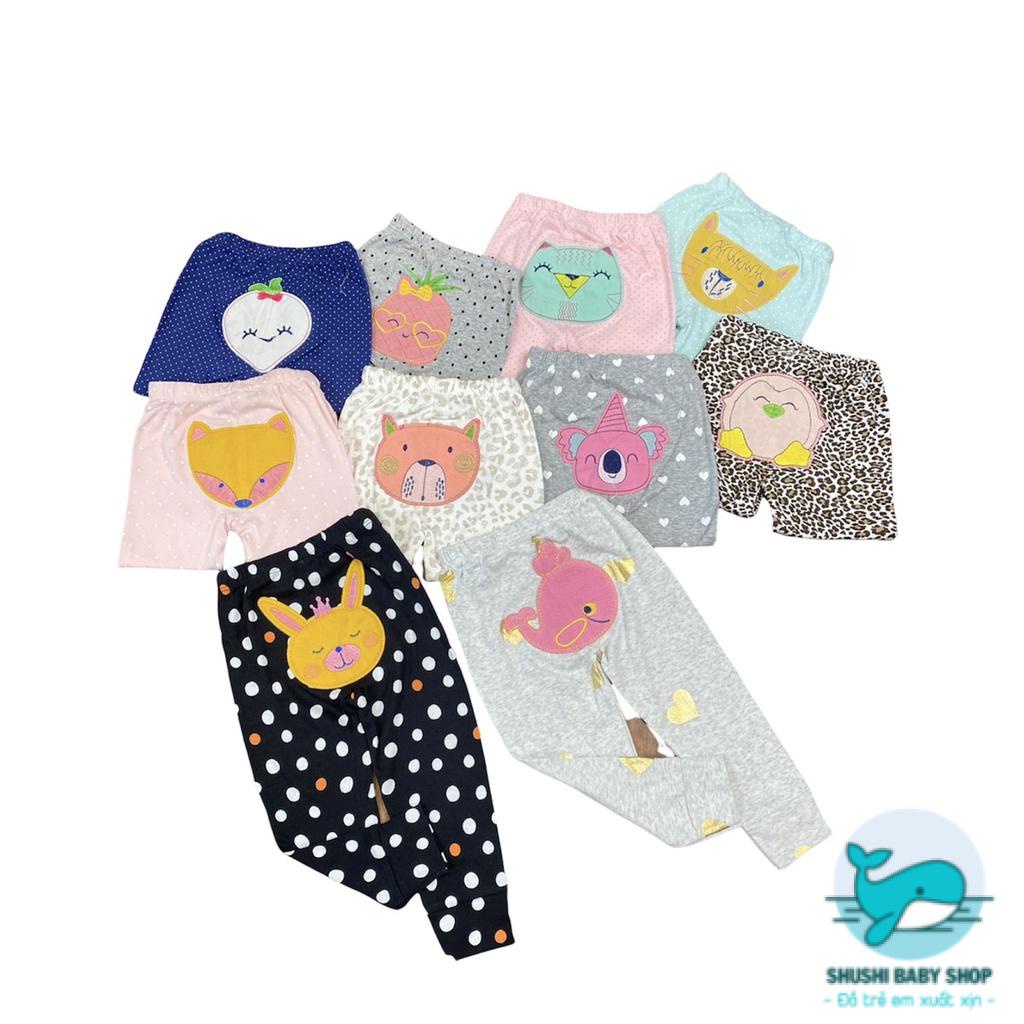 Set 5 Quần Dài Thêu Mông Thú Đáng Yêu Bé Trai Bé Gái Chất Bozip Mềm Mại Xuất Dư