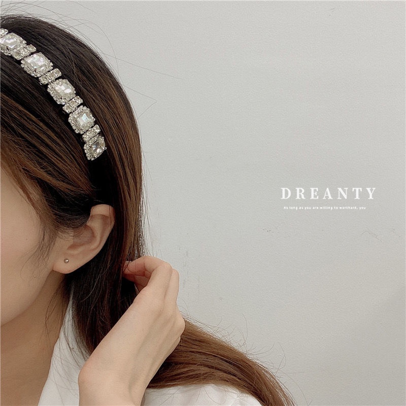 Băng Đô Cài Tóc Bằng Kim Loại Đính Kim Cương Giả Phong Cách Hàn Quốc Thời Trang Cho Nữ