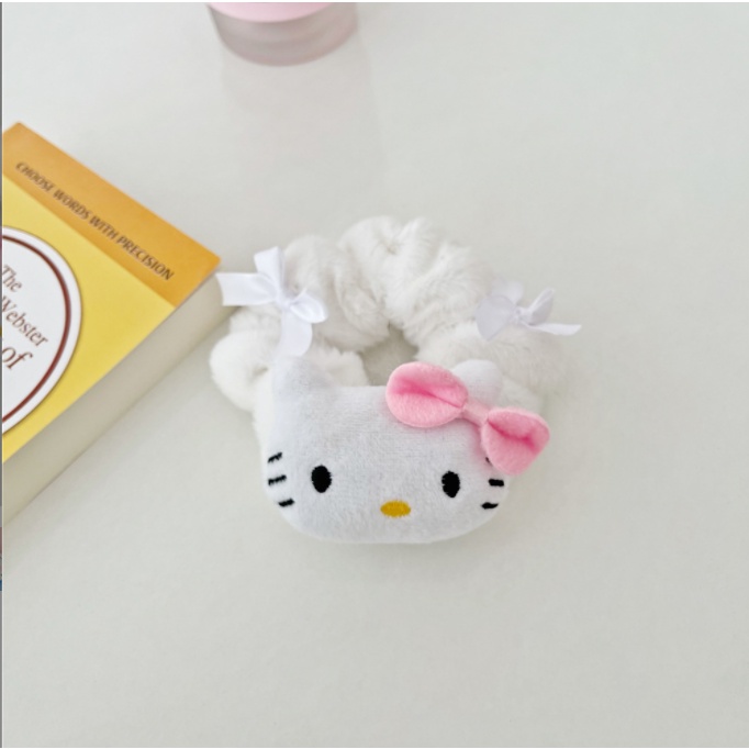 Dây buộc tóc XIAODUOJIAJU vải lông họa tiết hello kitty dễ thương thời trang cho nữ