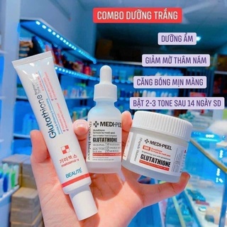 Dưỡng trắng medipeel glutathione 600 white - combo serum và kem dưỡng