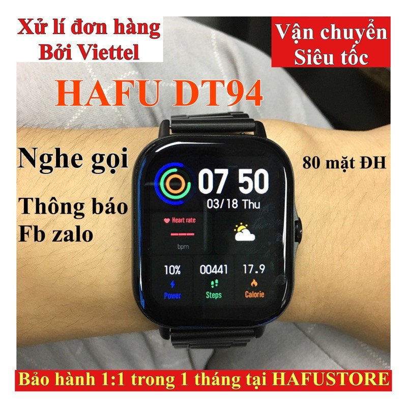 Đồng hồ thông minh HAFU DT94 Smartwatch nghe gọi bluetooth nhịp tim sức khoẻ